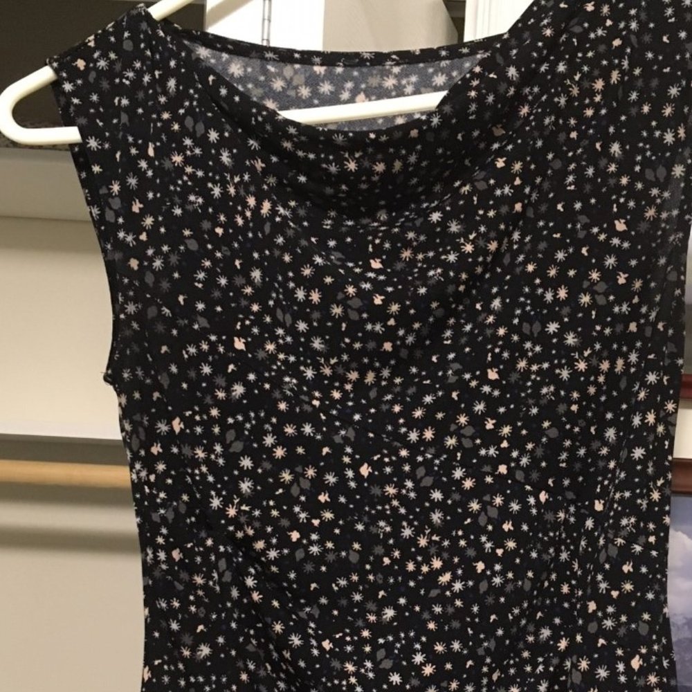 IN SEARCH OF black cowl neck sleeveless top